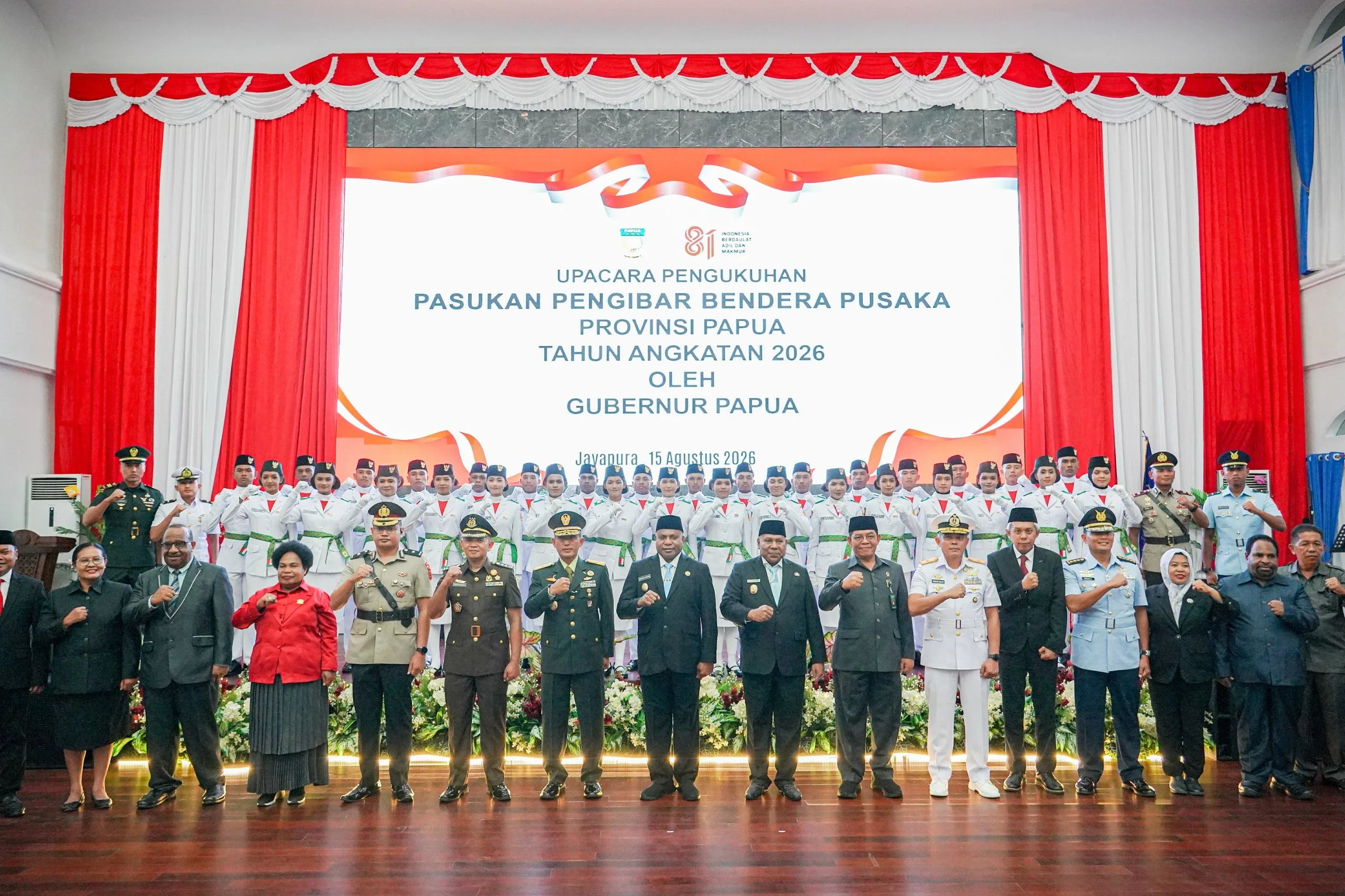 Kasdam XVII/Cenderawasih Hadiri Pengukuhan 32 Paskibraka Papua, Siap Kibarkan Merah Putih di HUT RI ke-81