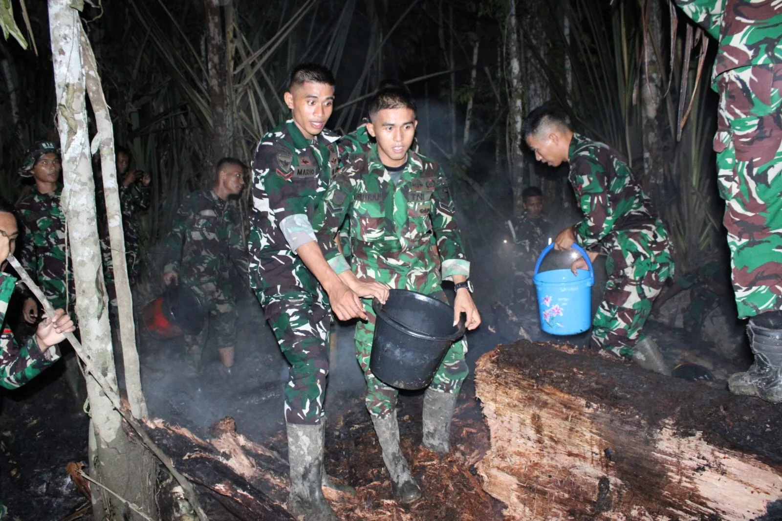 Prajurit TNI Berjibaku Padamkan Kebakaran Hutan di Yapsi, Api Berhasil Dijinakkan