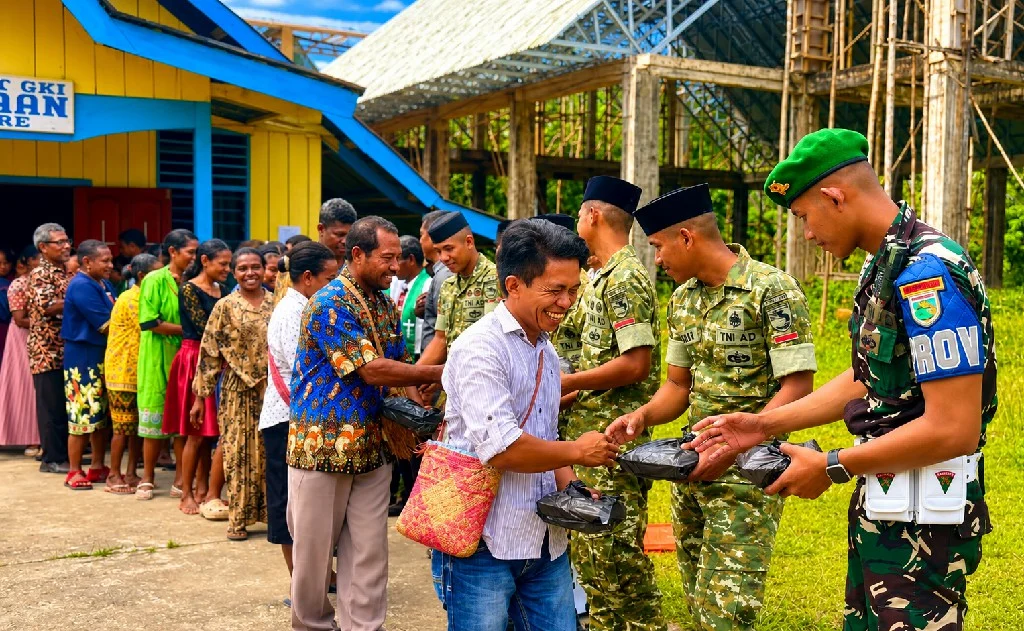 Program Kasih Minggu Yonif TP 859/RBK Perkuat Toleransi dan Kebersamaan di Supiori