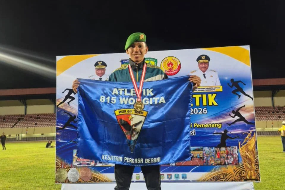 Prajurit Yonif TP 815/WGT Ukir Prestasi dengan Raihan 6 Mendali di Kejurda Atletik Papua 2026